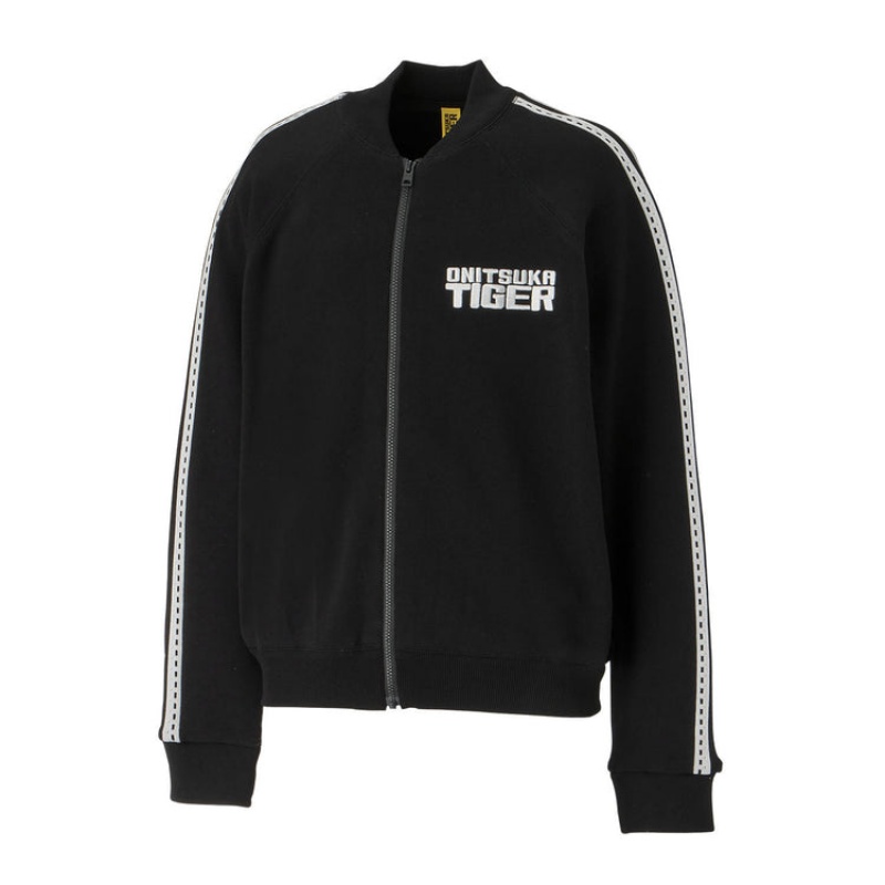 Black Men's Onitsuka Tiger Knitted Zip Up Tops Online India | Y8P-9444