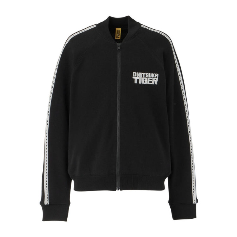 Black Men\'s Onitsuka Tiger Knitted Zip Up Tops Online India | Y8P-9444