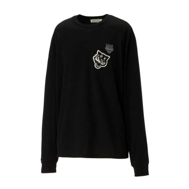 Black Men's Onitsuka Tiger LS T Shirts Online India | P1Y-3010