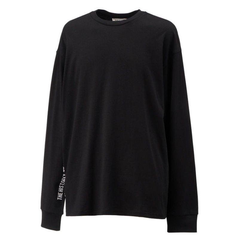 Black Men's Onitsuka Tiger LS T Shirts Online India | V9W-3973