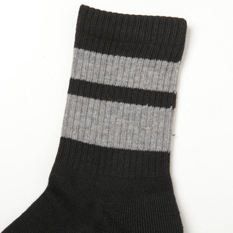 Black Men's Onitsuka Tiger Middle Socks Online India | B3U-3682