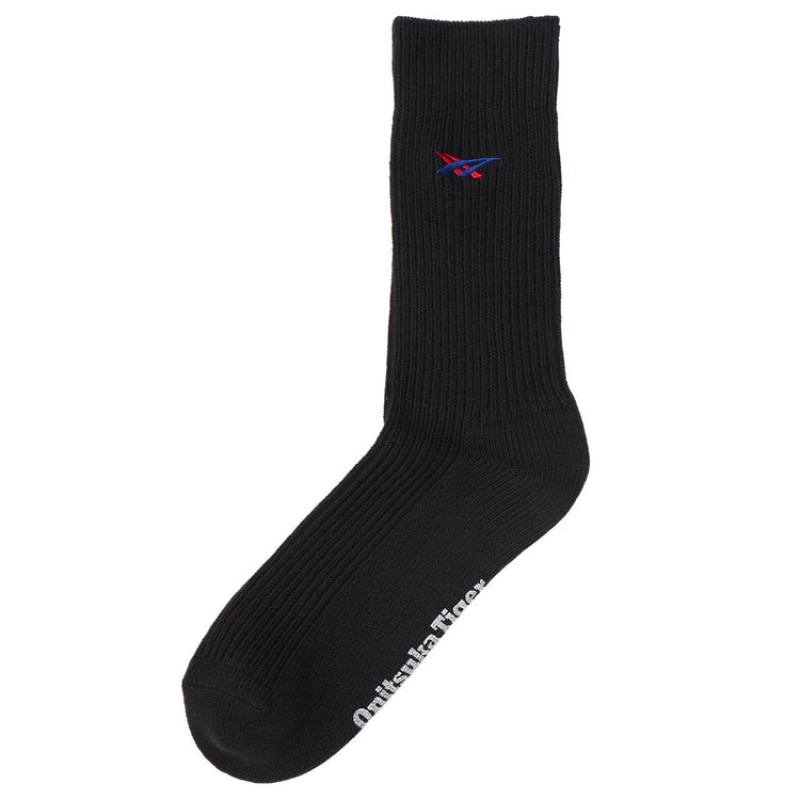 Black Men's Onitsuka Tiger Middle Socks Online India | T0T-1769