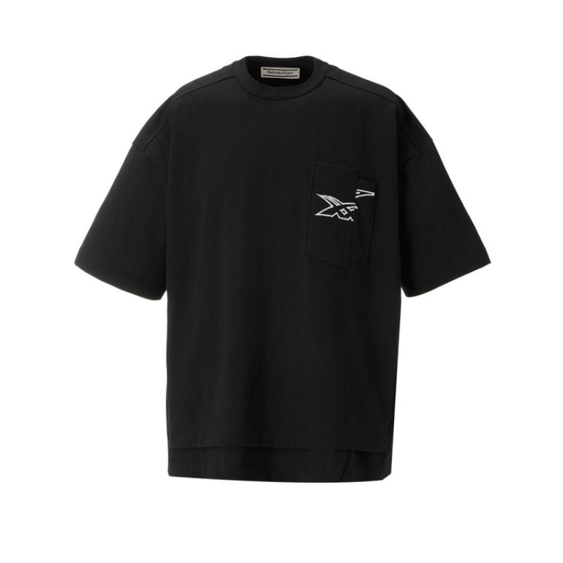 Black Men\'s Onitsuka Tiger SS T Shirts Online India | J9K-5495