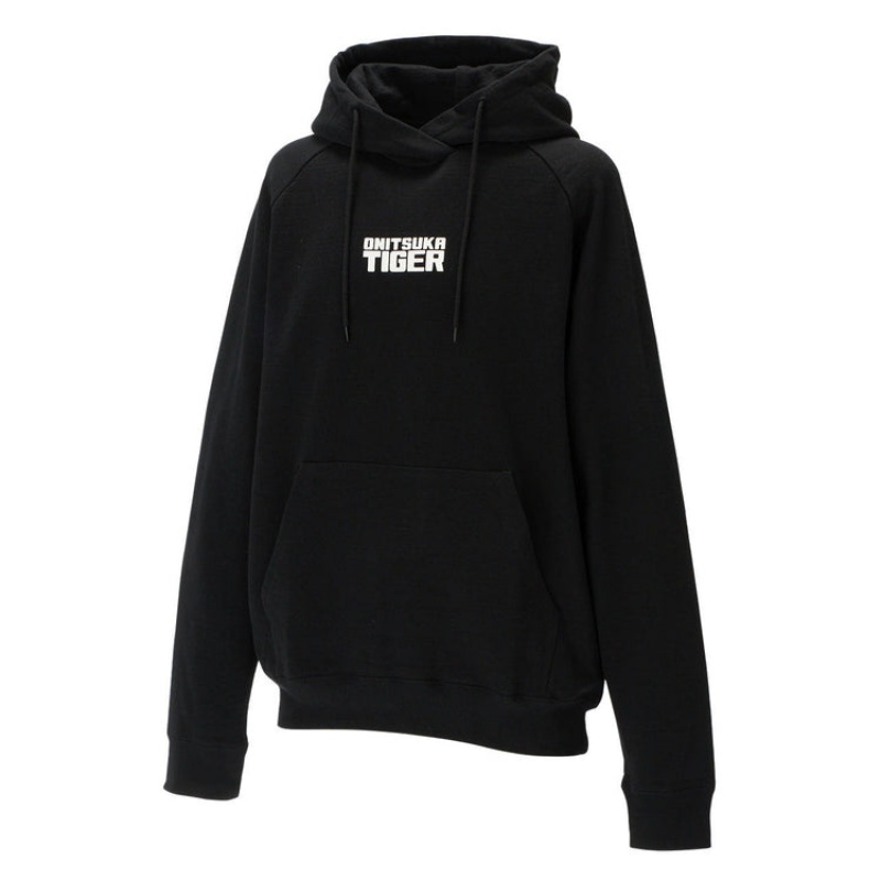 Black Men's Onitsuka Tiger Sweat Hoodie Online India | S6B-7867