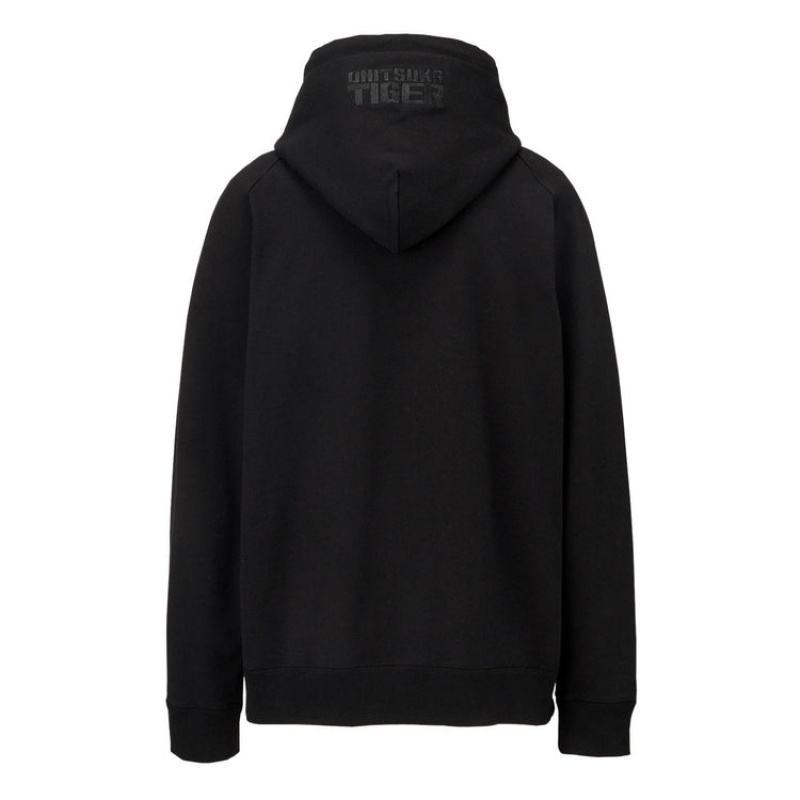 Black Men's Onitsuka Tiger Sweat Hoodie Online India | G7Y-4292