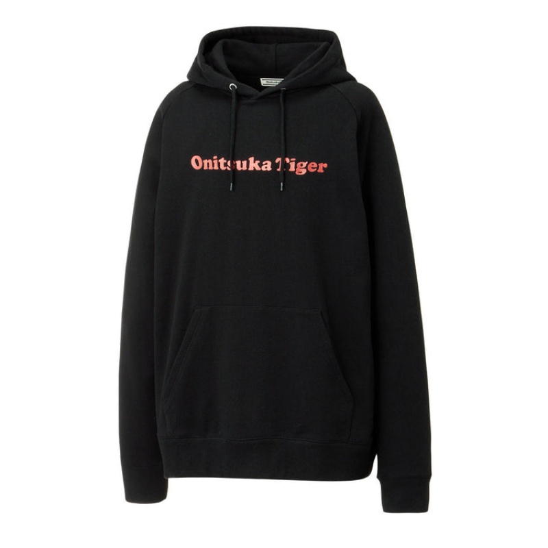 Black Men's Onitsuka Tiger Sweat Hoodie Online India | I8J-5299