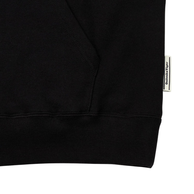 Black Men's Onitsuka Tiger Sweat Hoodie Online India | T6E-2063