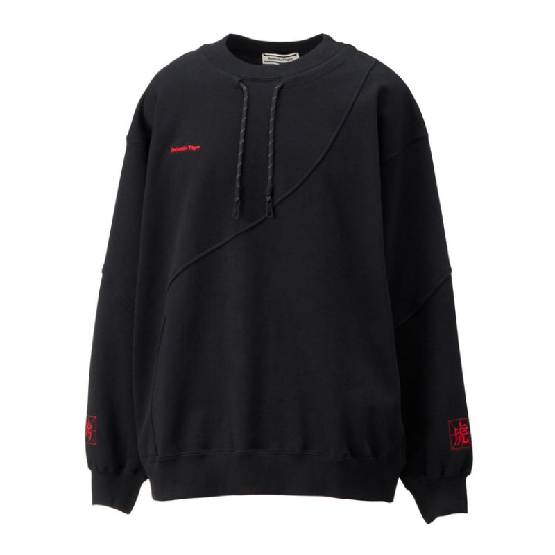 Black Men's Onitsuka Tiger Sweatshirts Online India | A0K-6618