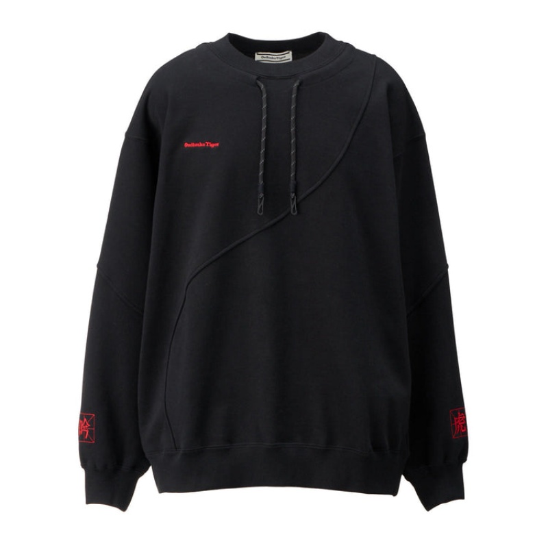 Black Men\'s Onitsuka Tiger Sweatshirts Online India | A0K-6618