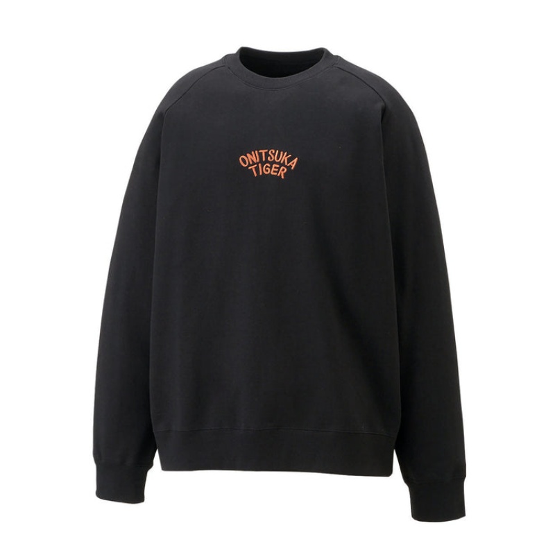 Black Men's Onitsuka Tiger Sweatshirts Online India | D9T-8336