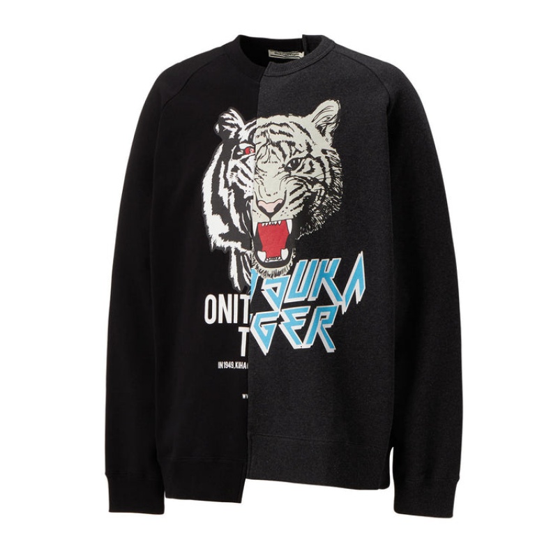 Black Men's Onitsuka Tiger Sweatshirts Online India | I8A-3537