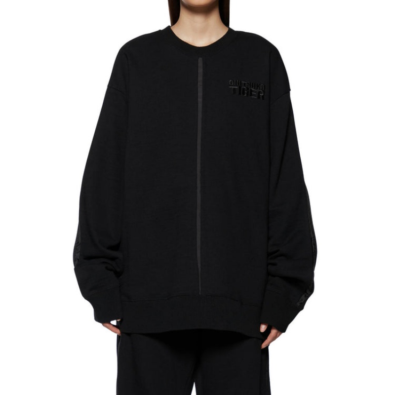 Black Men's Onitsuka Tiger Sweatshirts Online India | L0T-5642