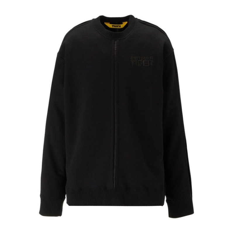 Black Men\'s Onitsuka Tiger Sweatshirts Online India | L0T-5642