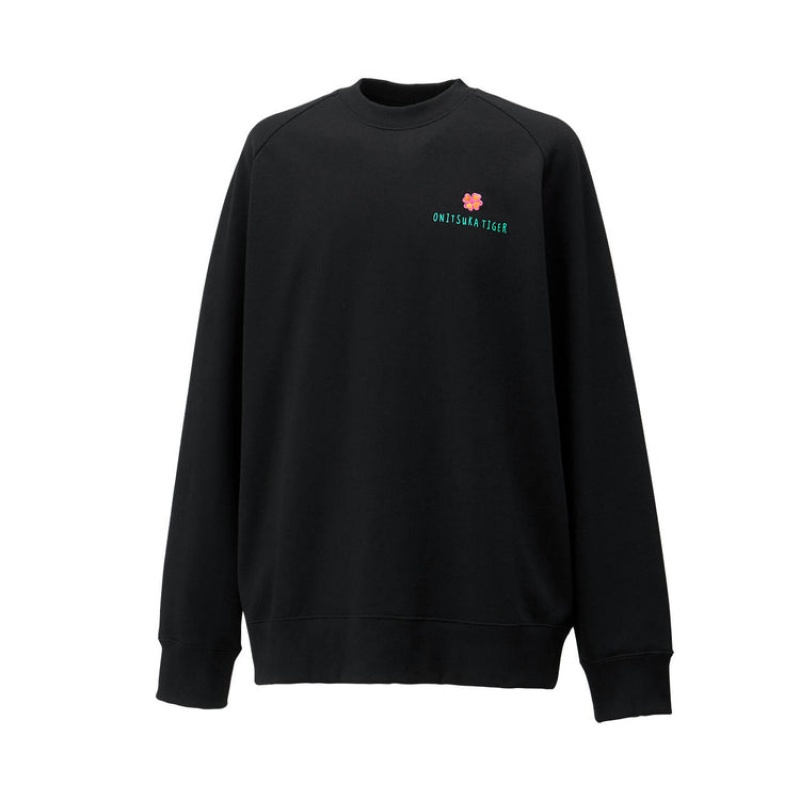 Black Men's Onitsuka Tiger Sweatshirts Online India | M1T-0006