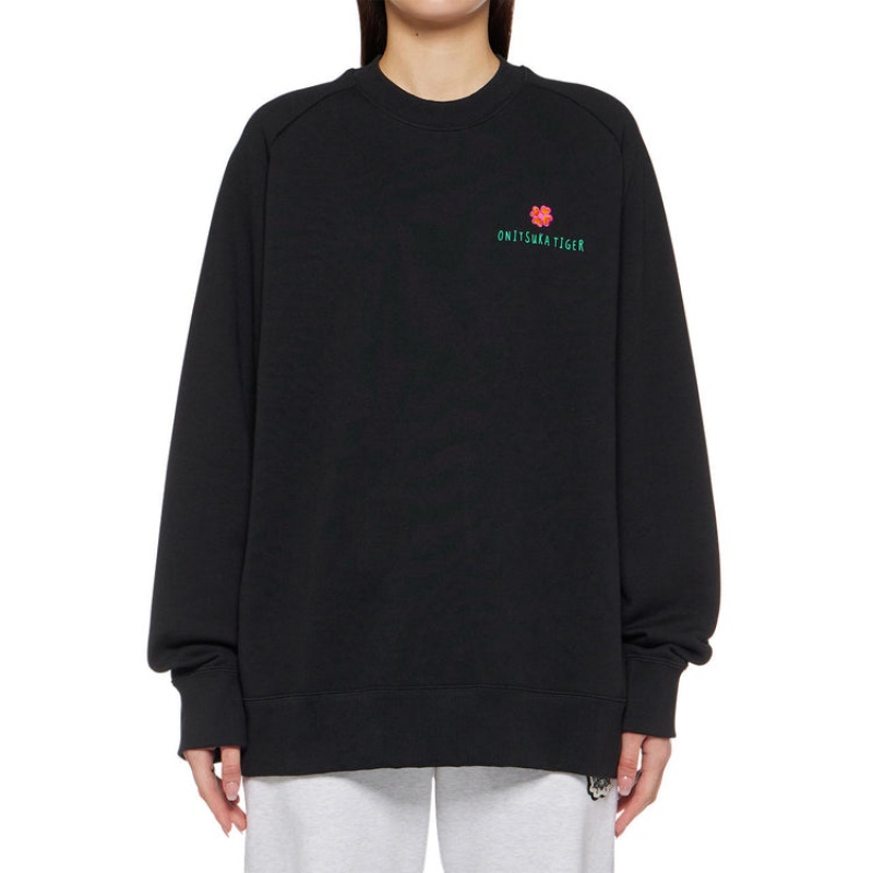 Black Men's Onitsuka Tiger Sweatshirts Online India | M1T-0006