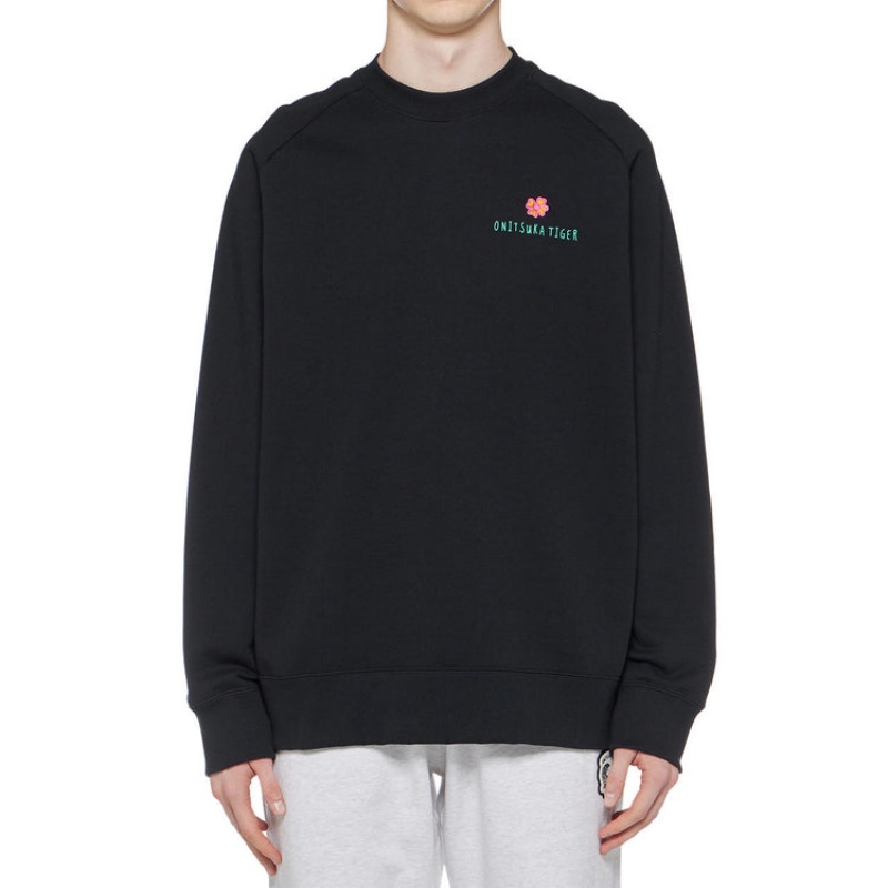 Black Men's Onitsuka Tiger Sweatshirts Online India | M1T-0006