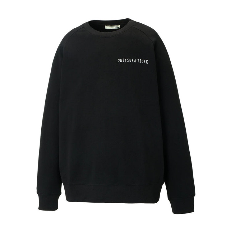 Black Men's Onitsuka Tiger Sweatshirts Online India | N8W-1746