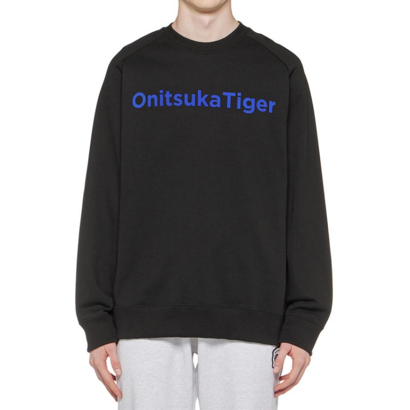 Black Men's Onitsuka Tiger Sweatshirts Online India | T1Z-4764