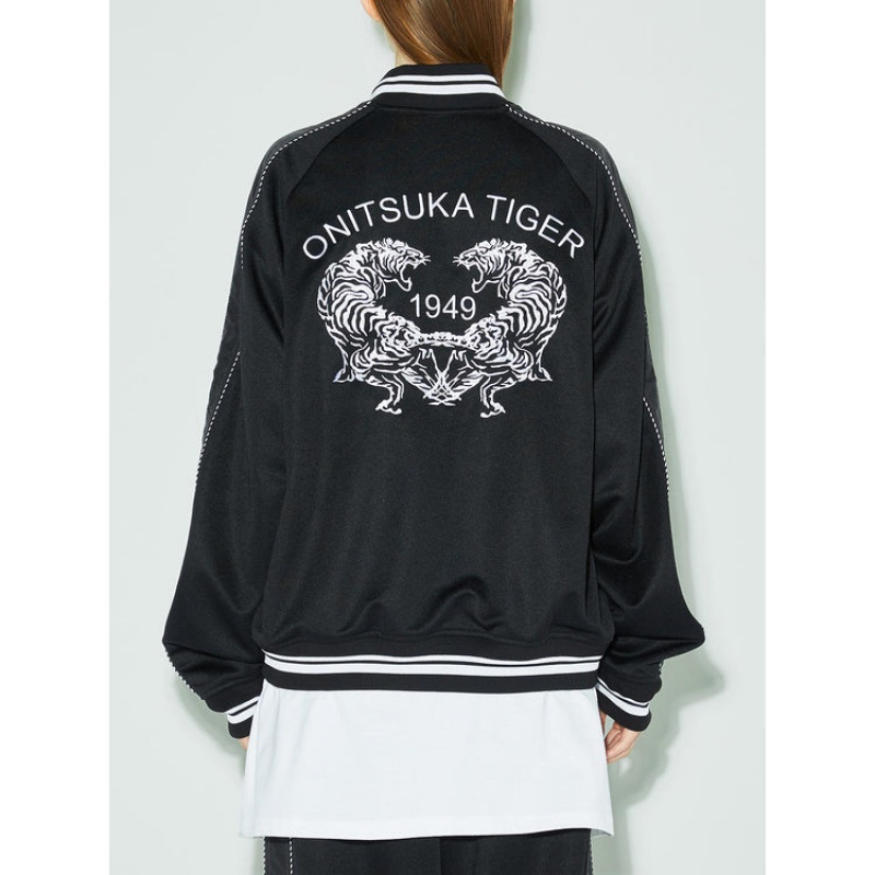 Black Men's Onitsuka Tiger Track Top Jackets Online India | P5R-8644