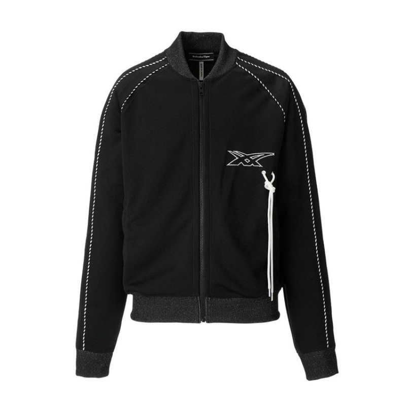 Black Men\'s Onitsuka Tiger Track Top Jackets Online India | K4I-8794