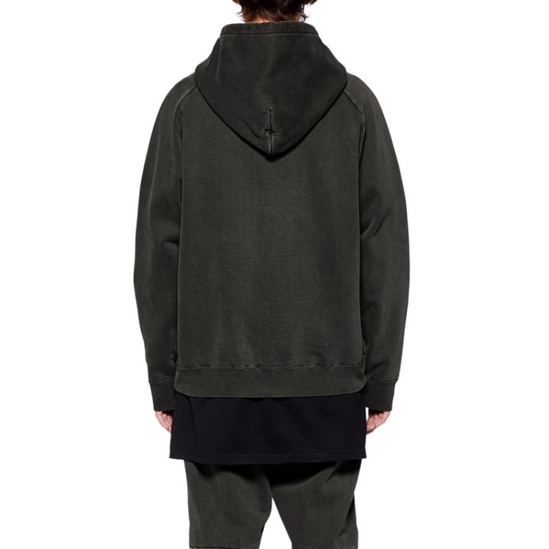 Black Men's Onitsuka Tiger Washed Zip Up Hoodie Online India | Q6R-3430