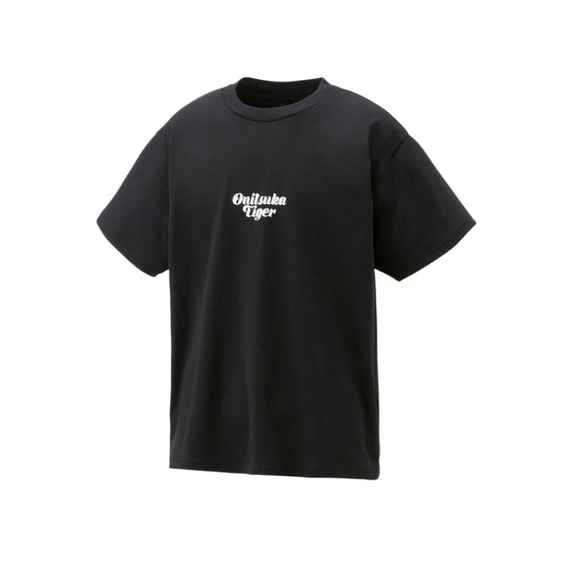 Black Women's Onitsuka Tiger Graphic T Shirts Online India | O0F-6986