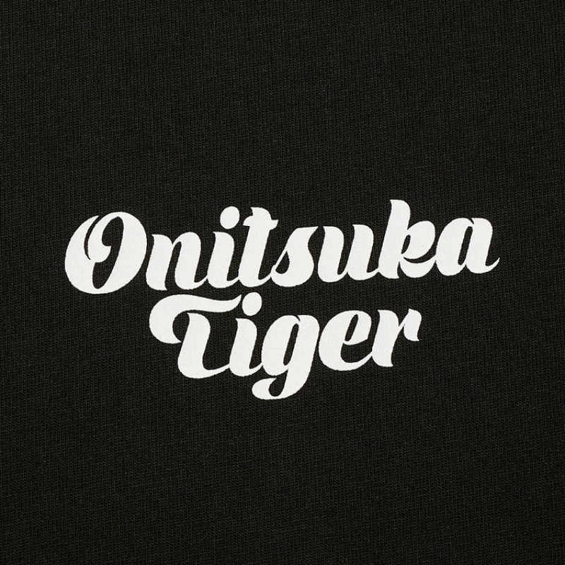 Black Women's Onitsuka Tiger Graphic T Shirts Online India | O0F-6986