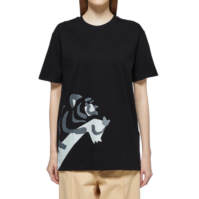 Black Women's Onitsuka Tiger Graphic T Shirts Online India | C7K-8692