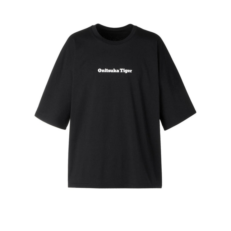 Black Women's Onitsuka Tiger Graphic T Shirts Online India | Y9P-2379