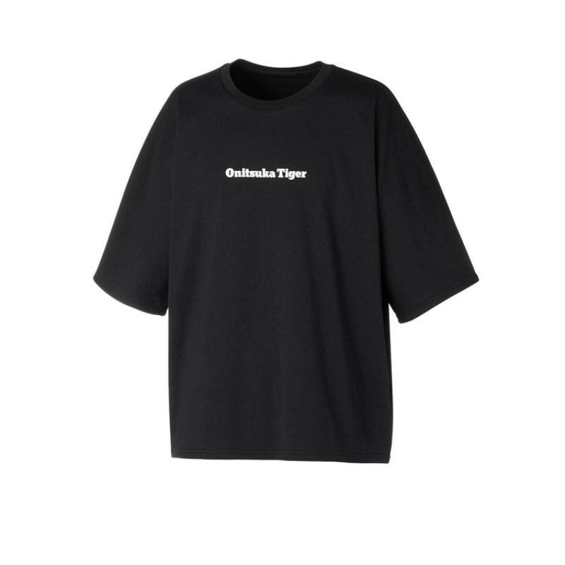 Black Women's Onitsuka Tiger Graphic T Shirts Online India | Y9P-2379