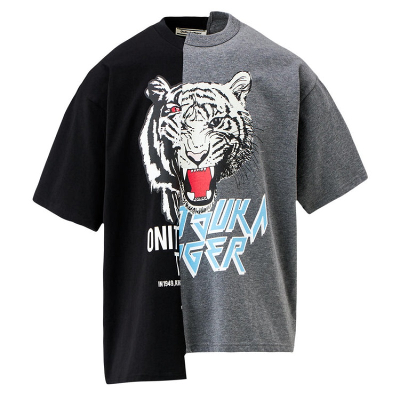 Black Women's Onitsuka Tiger Graphic T Shirts Online India | M9O-9601