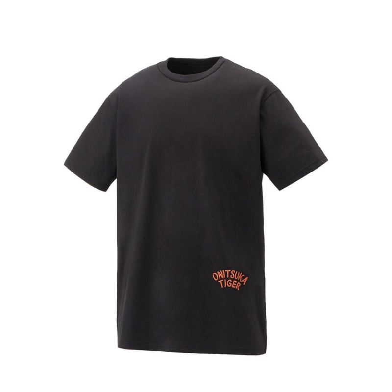 Black Women's Onitsuka Tiger Graphic T Shirts Online India | M7X-8613