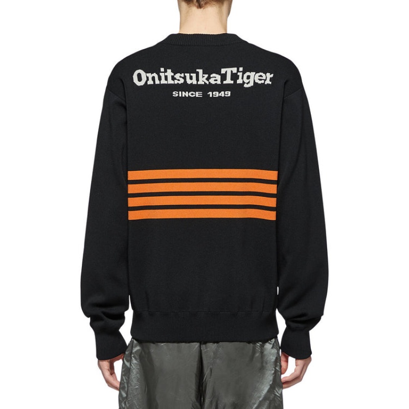 Black Women's Onitsuka Tiger Knit Cardigan Sweaters Online India | B7Z-5538