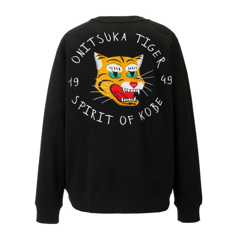 Black Women's Onitsuka Tiger Sweatshirts Online India | A6D-8593