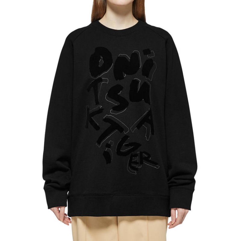 Black Women's Onitsuka Tiger Sweatshirts Online India | D0K-9265