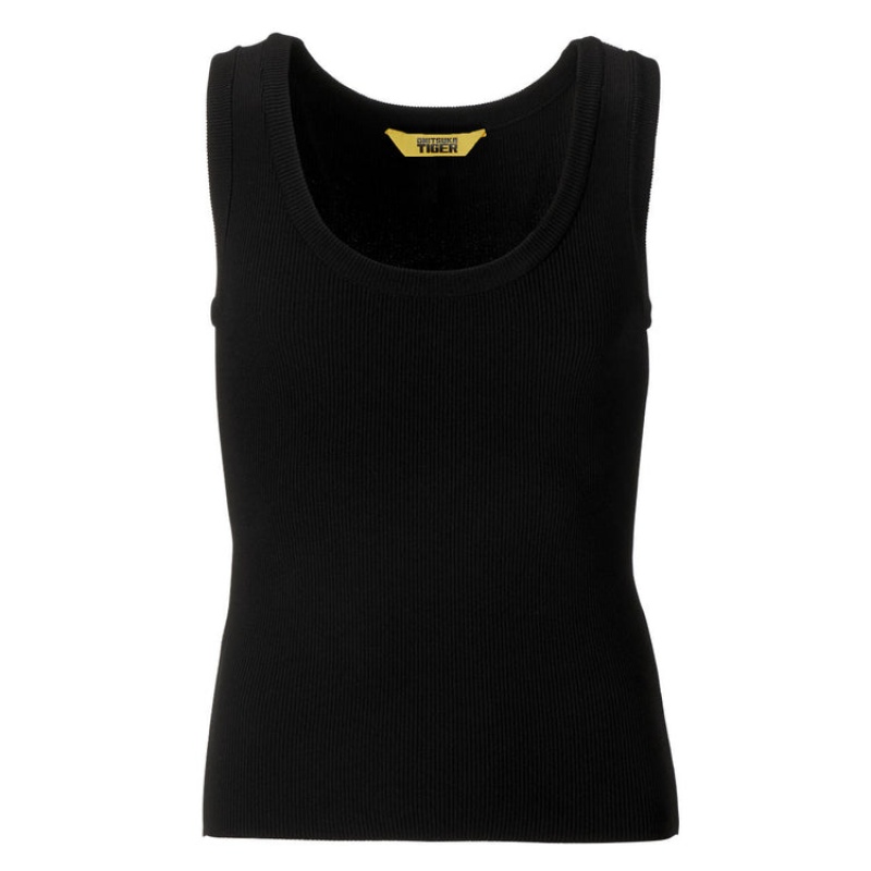 Black Women\'s Onitsuka Tiger Tank Top Online India | S0E-3367