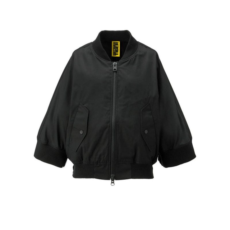 Black Women\'s Onitsuka Tiger WS Bomber Jackets Online India | T6O-7844