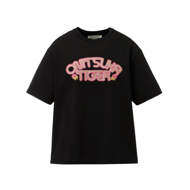 Black Women\'s Onitsuka Tiger WS Graphic T Shirts Online India | S4O-7299