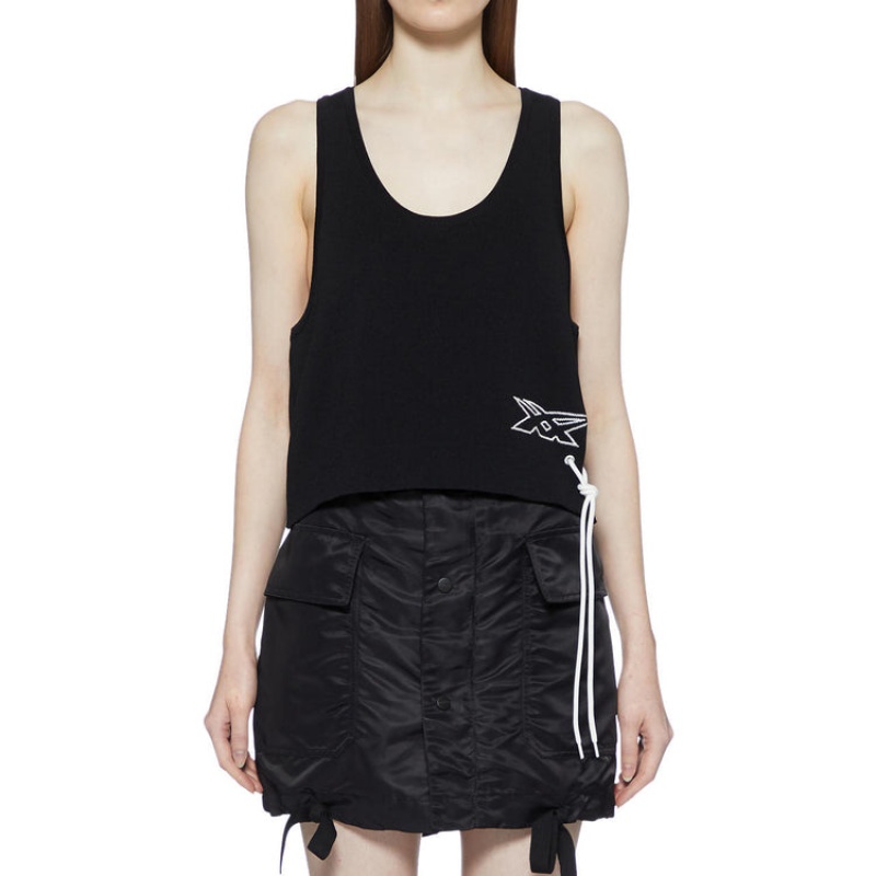 Black Women's Onitsuka Tiger WS Knit Tank Top Online India | J2D-2105