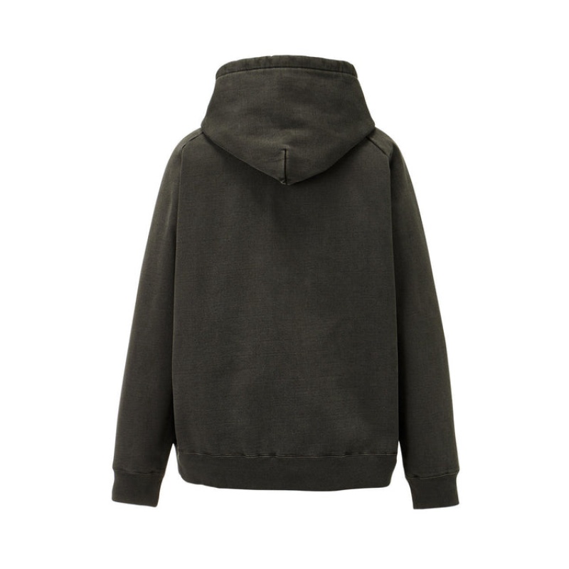 Black Women's Onitsuka Tiger Washed Zip Up Hoodie Online India | D0P-7497