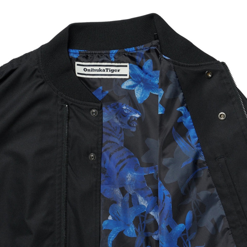 Black / Blue Men's Onitsuka Tiger P Bomber Jackets Online India | G2P-2080