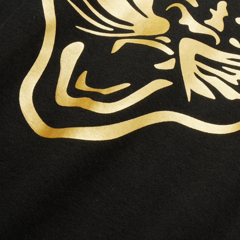 Black / Gold Women's Onitsuka Tiger Logo Graphic T T Shirts Online India | J6A-3524