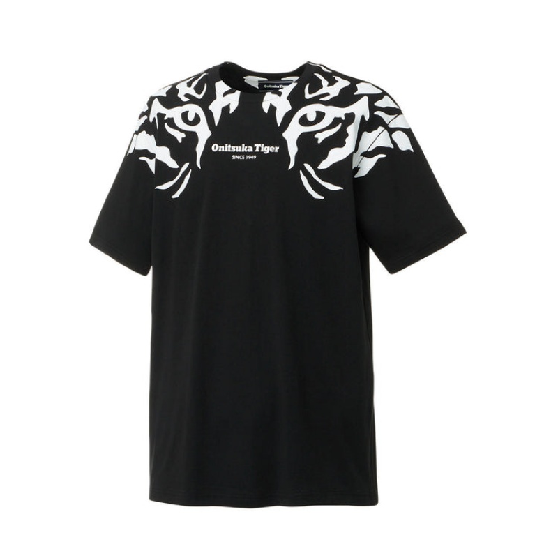 Black / Grey Men's Onitsuka Tiger Graphic T Shirts Online India | B1I-0998