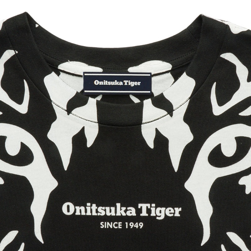 Black / Grey Men's Onitsuka Tiger Graphic T Shirts Online India | B1I-0998