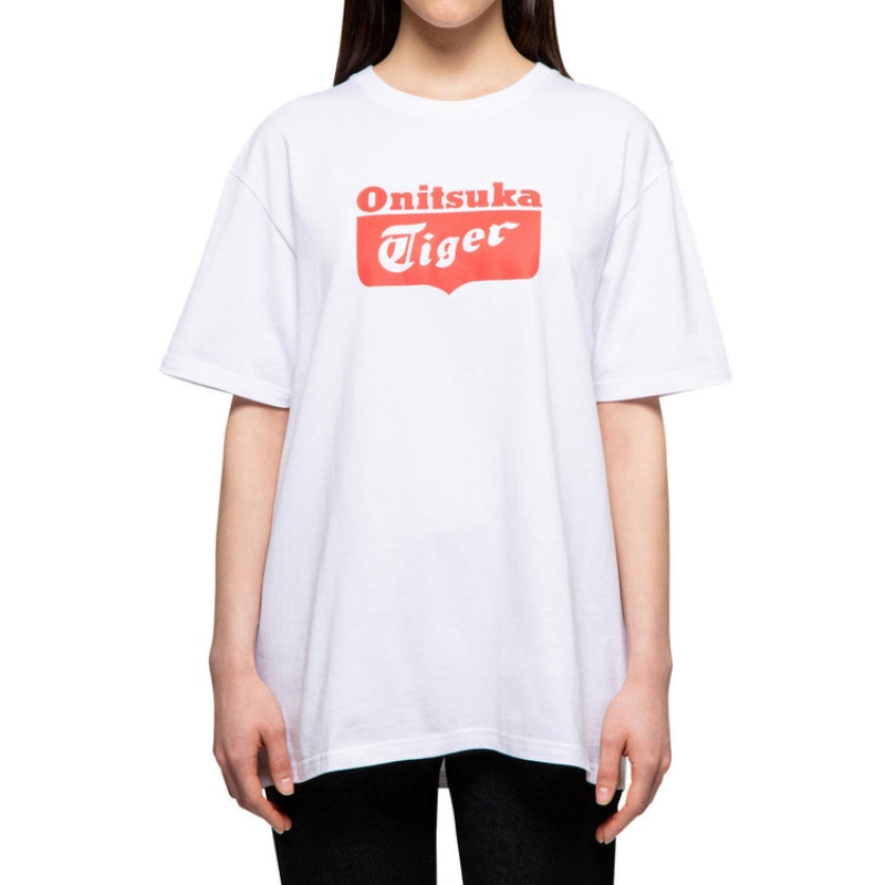 Black / Red Men's Onitsuka Tiger Logo T Shirts Online India | T7I-5787