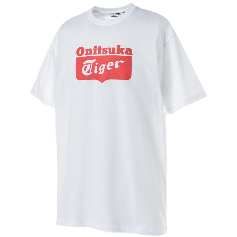 Black / Red Men's Onitsuka Tiger Logo T Shirts Online India | T7I-5787