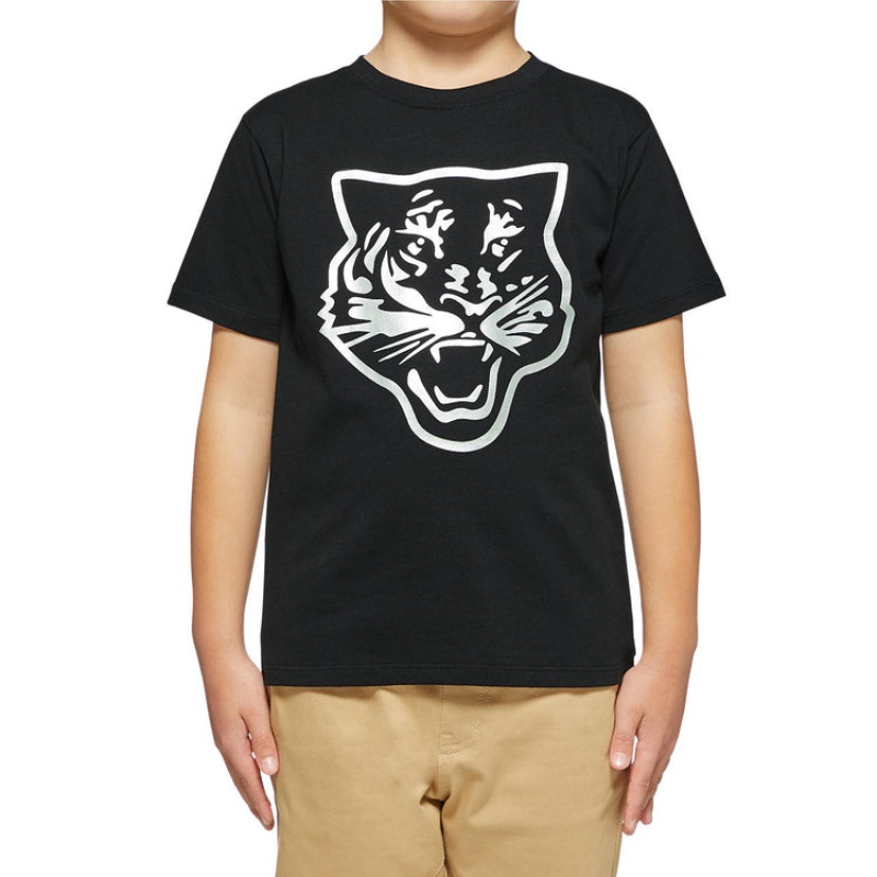 Black / Silver Kids' Onitsuka Tiger Logo Graphic T T Shirts Online India | H6A-2501