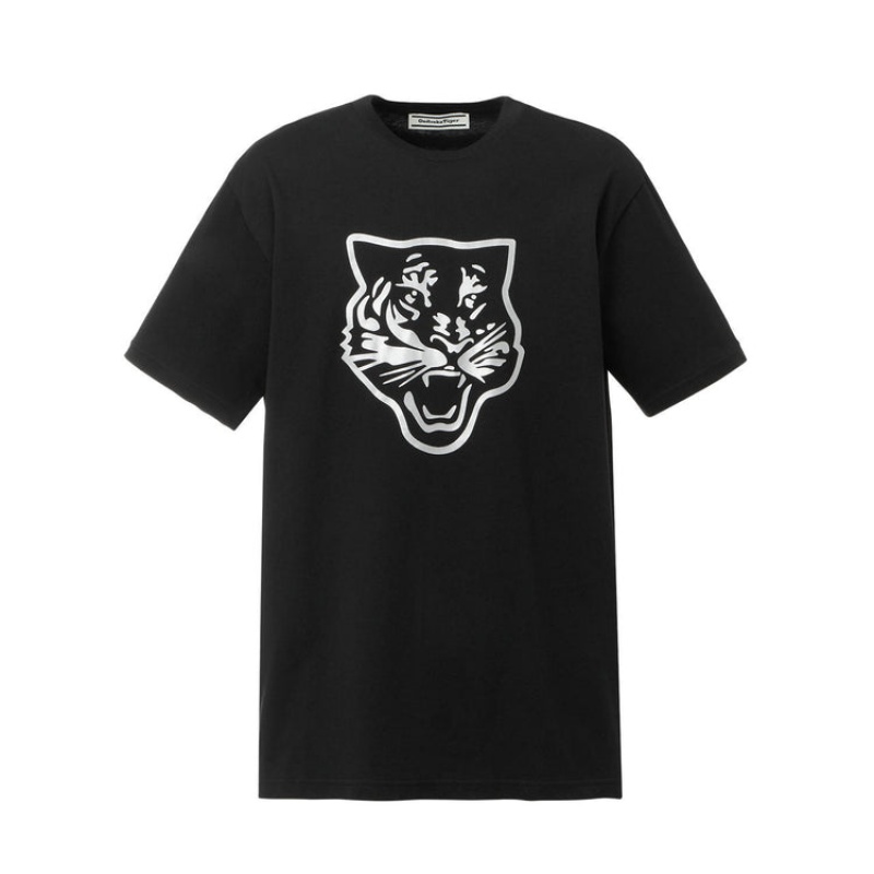 Black / Silver Men\'s Onitsuka Tiger Logo Graphic T T Shirts Online India | I1H-5780