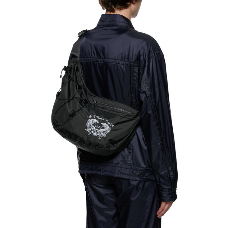 Black / White Men's Onitsuka Tiger Messenger Bag Bags Online India | L3J-1897