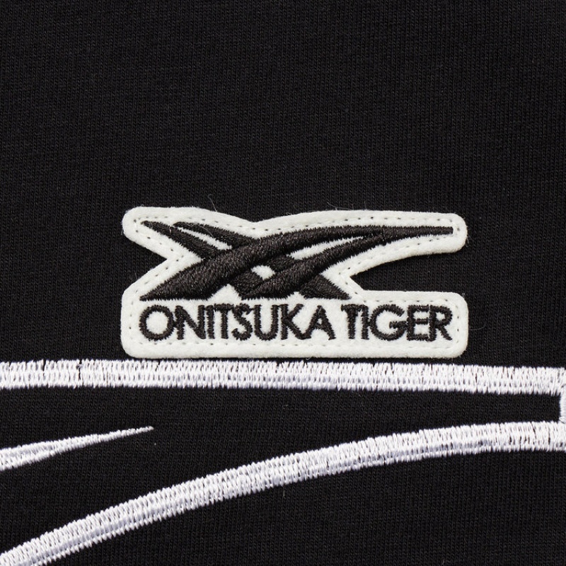 Black / White Men's Onitsuka Tiger SS Tops Online India | F8W-2496